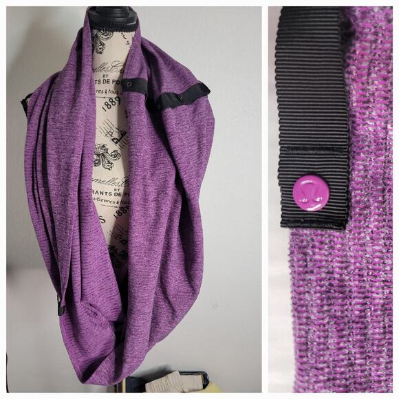 Lululemon OS Snap Scarf Wrap Infinity Heather Purple One Size Womens Athleisure - Picture 10 of 10